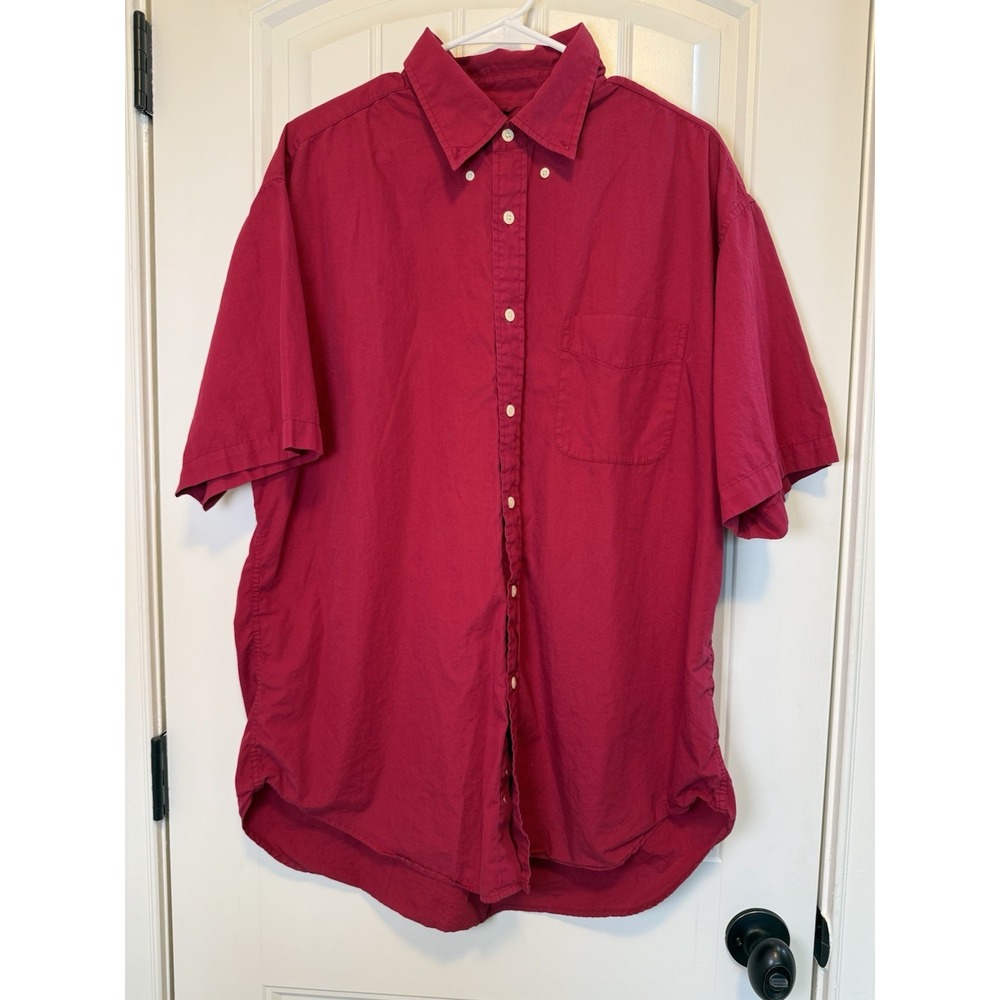 Vintage J.Crew Button Down Shirt Mens L Red 100% Cotton Made in Hong Kong 90s